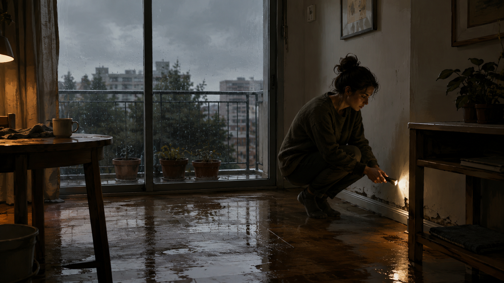 Vista desde arriba de un techo — inspección de daños post-temporal en Buenos Aires